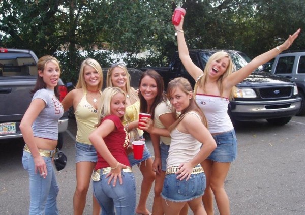 girls at VIP limo tailgate party